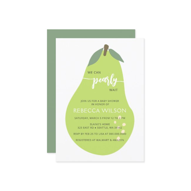 We Can Pearly Wait Fall Pear Baby Shower Invitation