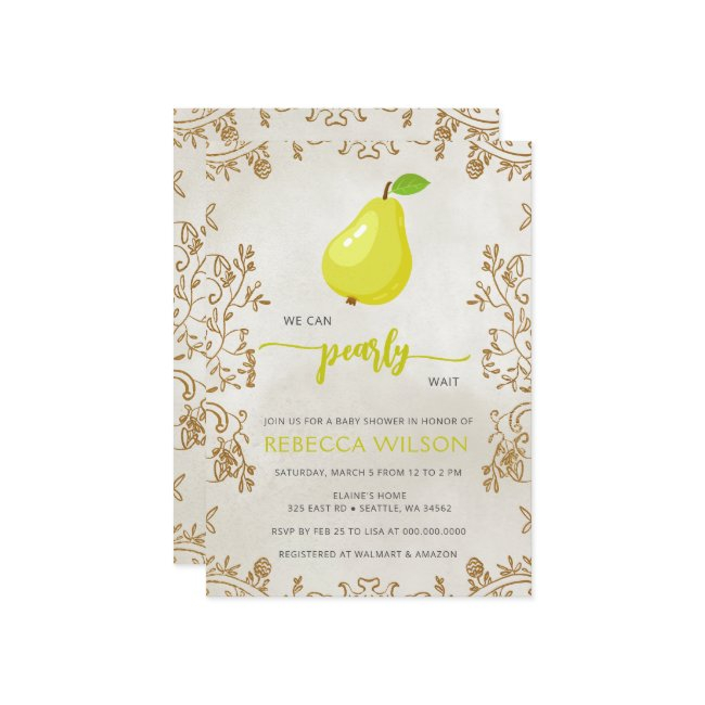 We Can Pearly Wait Fall Pear Baby Shower Invitation