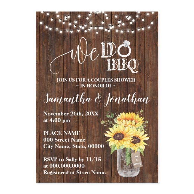 We Do Bbq Couple Shower Sunflowers Country Wedding Invitation