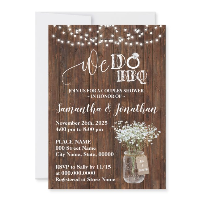 We Do Bbq Couples Shower Country Wedding Invitation