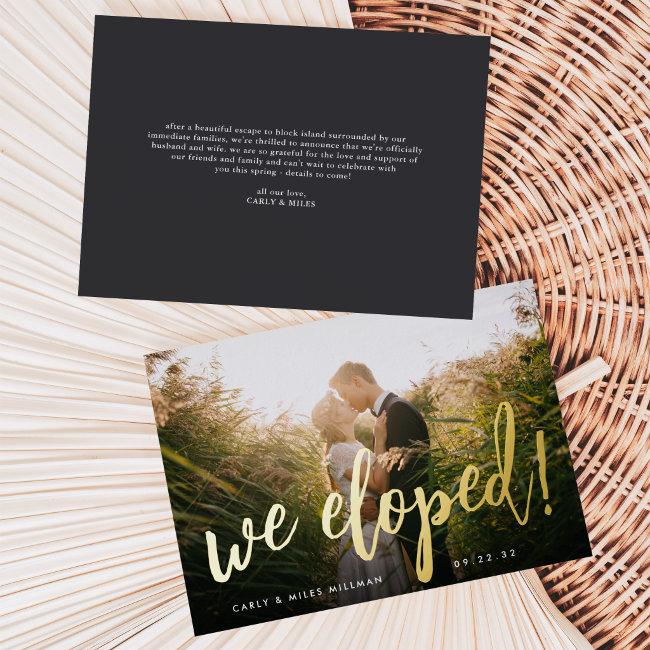 We Eloped | Gold Foil Wedding Announcement