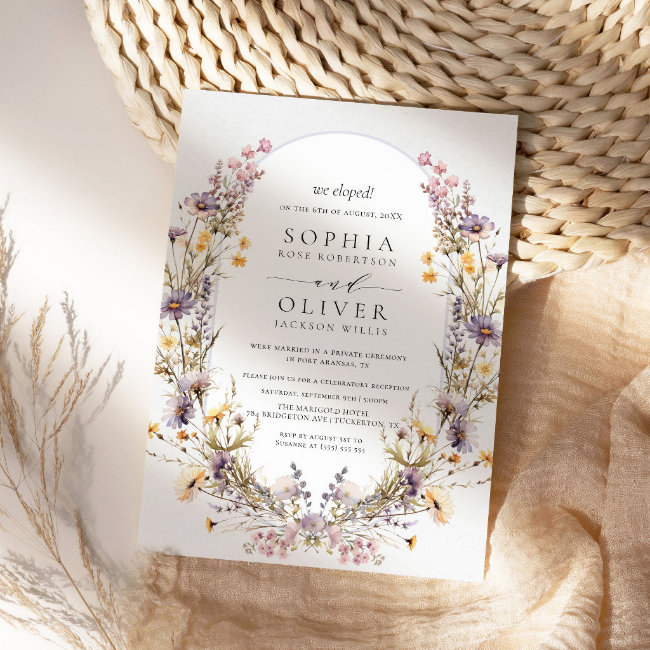 We Eloped Modern Wildflowers Elopement Wedding Invitation