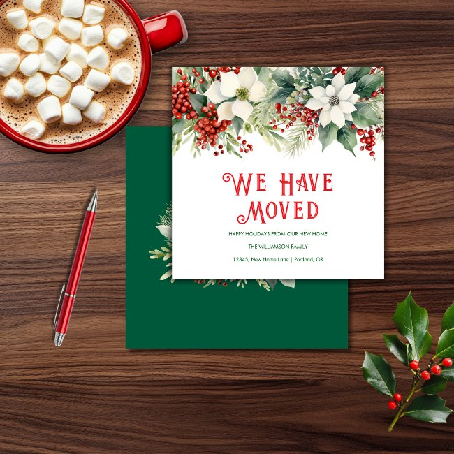 We Have Moved Happy Holidays Moving Home Invitations