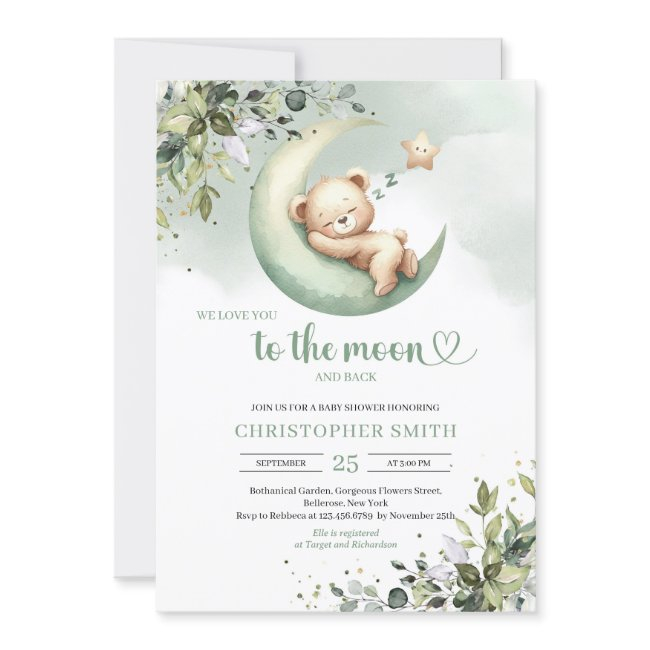 We Love You To The Moon And Back Gender Neutral Invitation