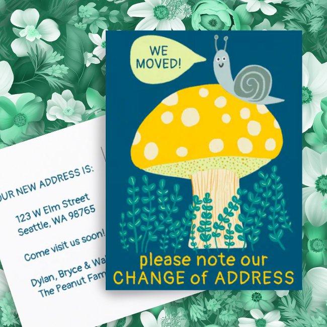 We Moved Whimsical Snail Magical Mushroom New Home Postinvitations