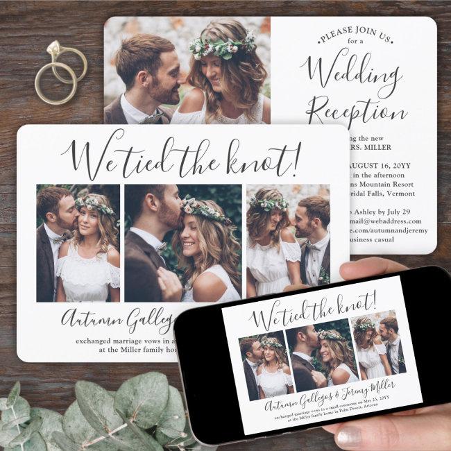 We Tied The Knot Wedding Reception 4 Photo Collage Invitation