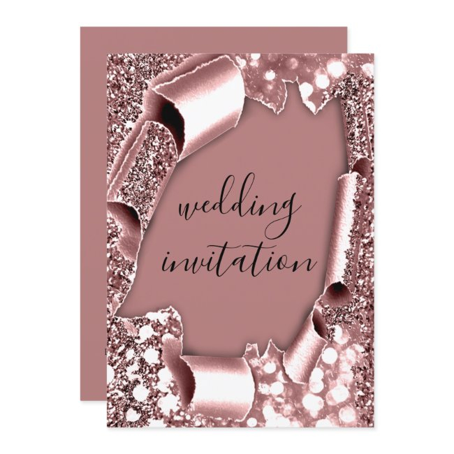 Wedding 3d Cart Effect Frame Florals Rose Glam Invitation