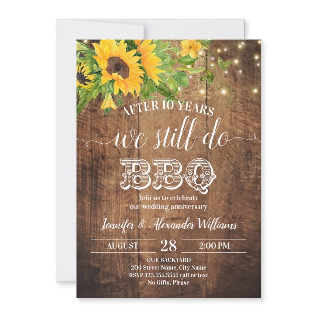 Wedding Anniversary Sunflowers We Still Do Bbq Invitation