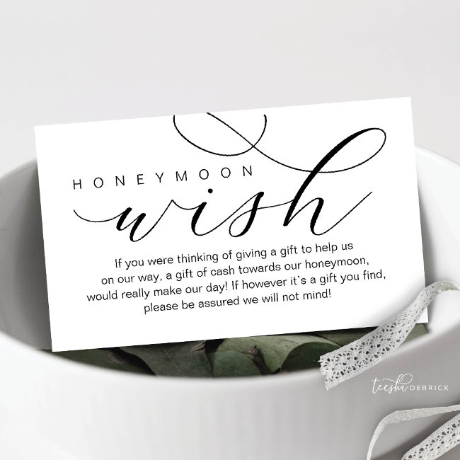 Wedding Honeymoon Wish, Modern Elegance Minimal Enclosure Invitations