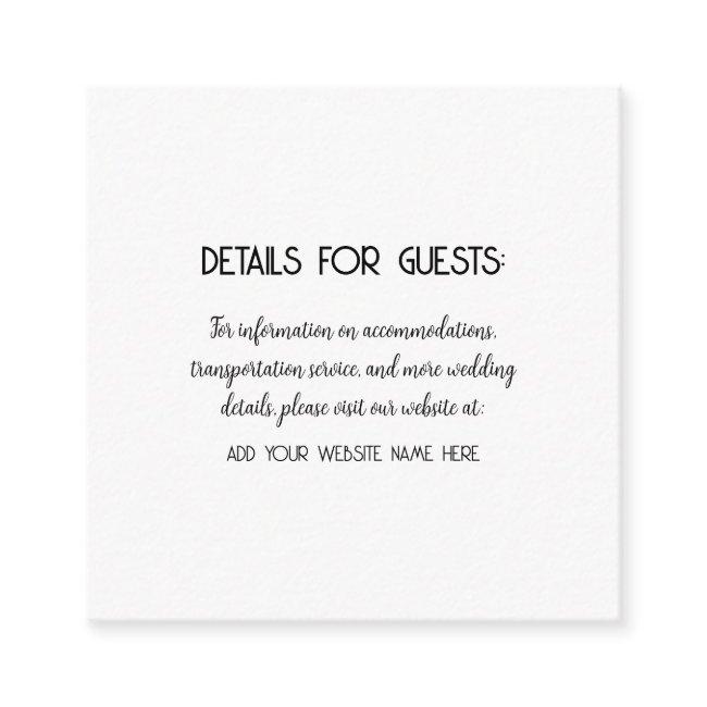 Wedding Information Guests Black White Cool Enclosure Invitations
