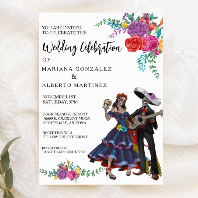 Wedding Invitation Day Of Dead Fiesta