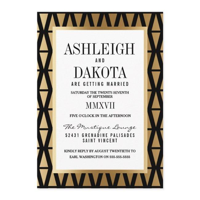 Wedding | Modern Gold & Black Geometric Invitation