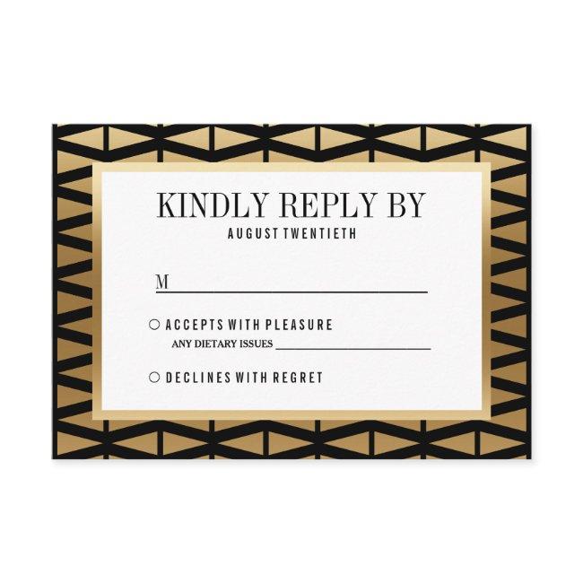 Wedding | Modern Gold & Black Geometric Rsvp Invitations