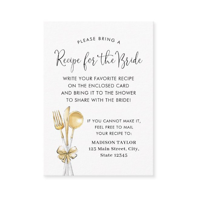 Wedding Spoon Fork Bridal Shower Recipe Request Enclosure Invitations
