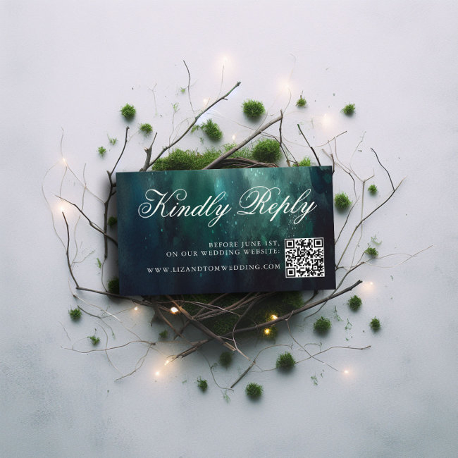 Wedding Website Qr Code Enchanted Garden Wedding Enclosure Invitations