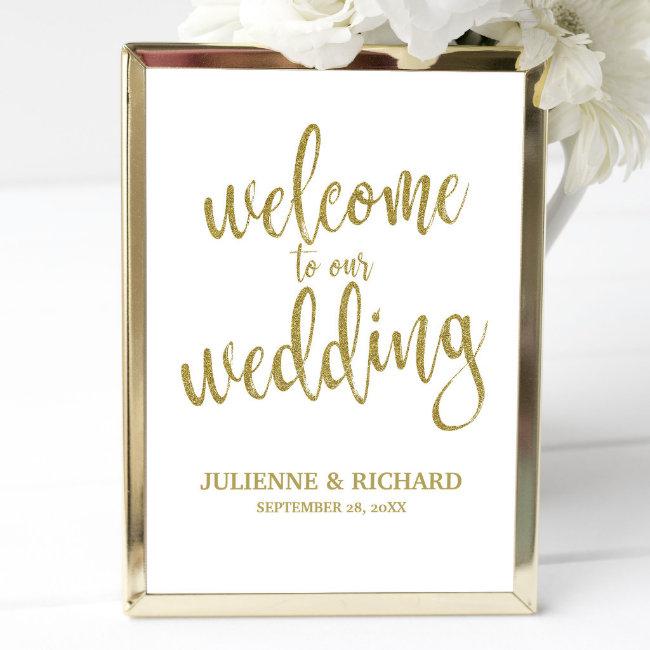 Wedding Welcome Gold Affordable Wedding Sign