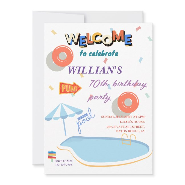 Welcome Summer Birthday Pool Party Invitation