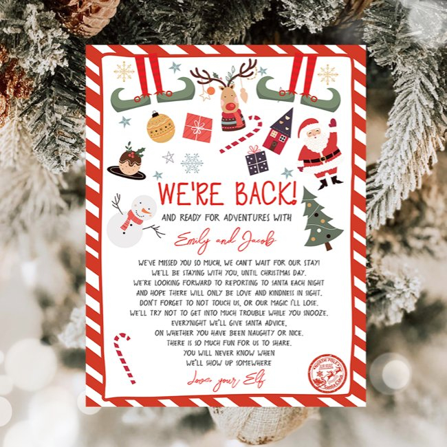 We're Back Elf Arrival Letter Elves Christmas