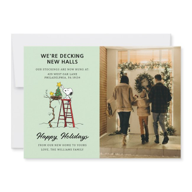 We're Decking New Halls | Snoopy We've Moved Holiday Invitations