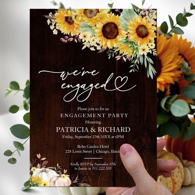 We're Engaged Fall Engagement Party Invitation