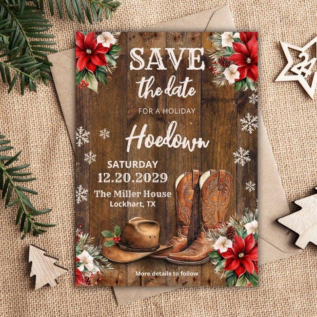 Western Christmas Save The Date, Xmas Cowboy Invitation