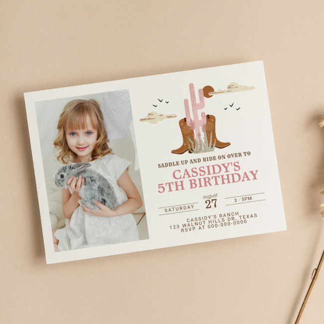 Western Wild West Country Cowgirl Rodeo Birthday Invitation