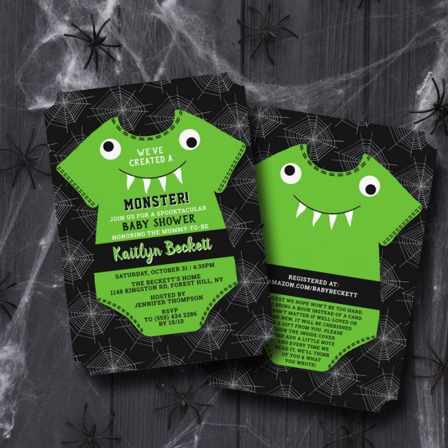 "we've Created A Monster" Halloween Baby Shower Invitation