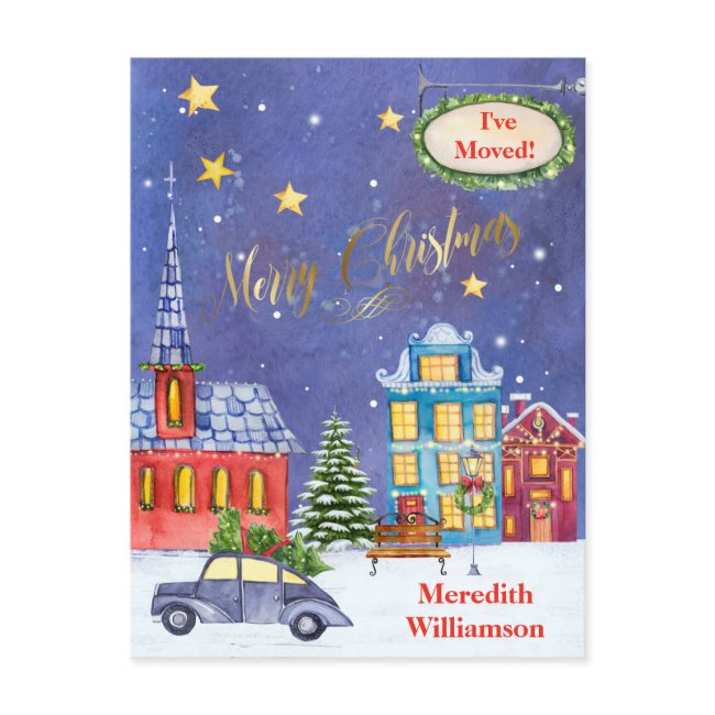 We've Moved Christmas Village Budget Postinvitations