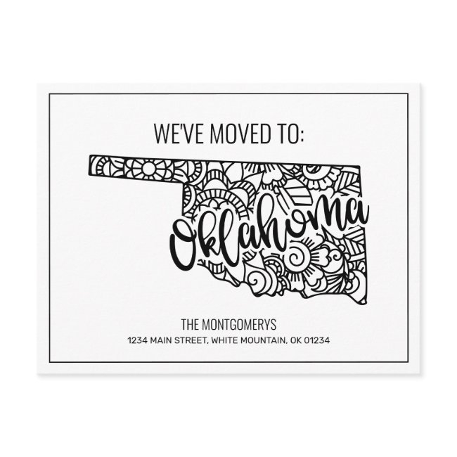 We've Moved Floral Mandala Oklahoma State Announcement Postinvitations
