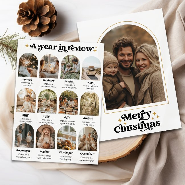 What A Year Review Photo Collage Merry Christmas Holiday Invitations