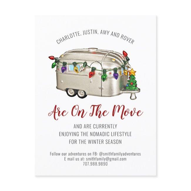 Whimsical Camper Seasonal Moving Announcement