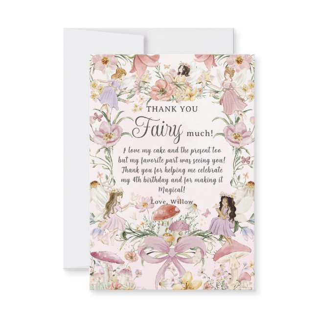 Whimsical Cute Fairies Birthday Wildflower Garden Thank You Invitations