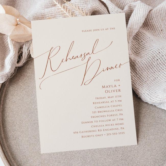 Whimsical Desert | Beige Rehearsal Dinner Invitation