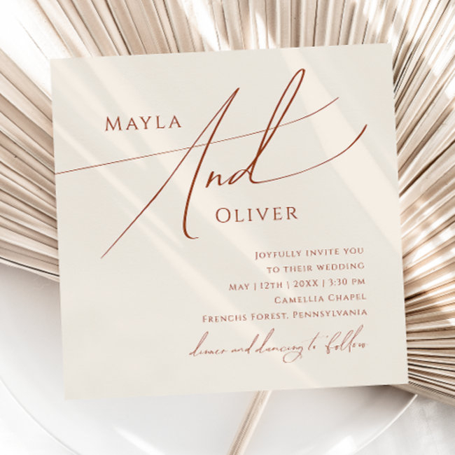 Whimsical Desert | Beige Square Wedding Invitation