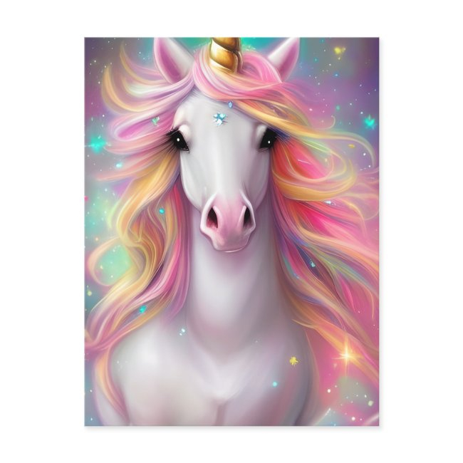 Whimsical Detailed Fantasy Cute Kawaii Unicorn Postinvitations