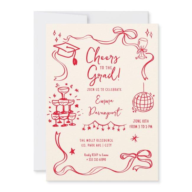 Whimsical Doodle Graduation Party Invitation