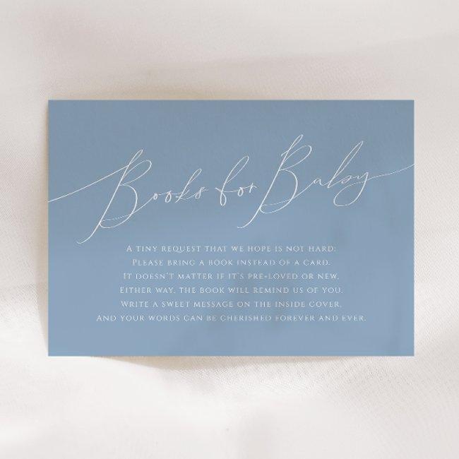 Whimsical Dusty Blue Books For Baby Enclosure Invitations
