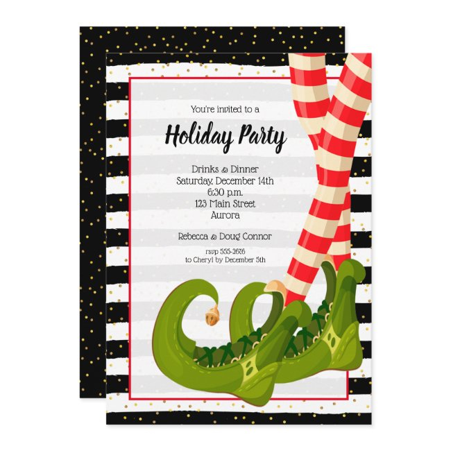 Whimsical Elf Legs Holiday Christmas Invitations