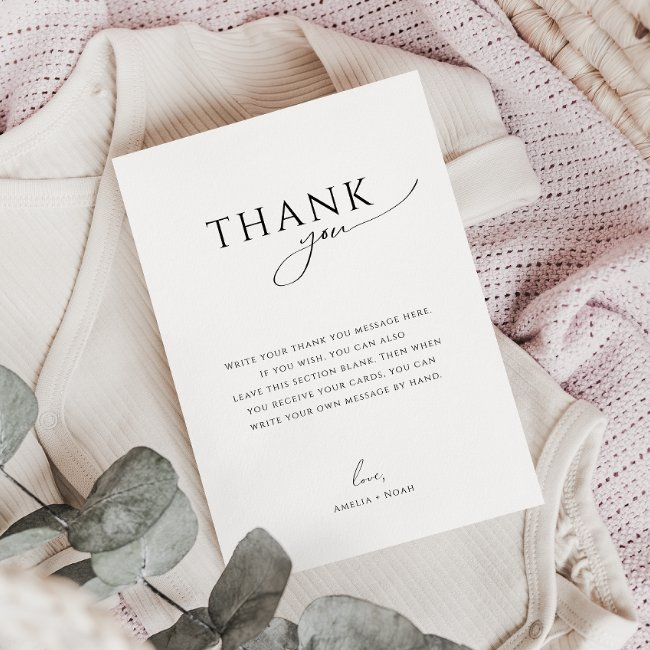 Whimsical Gender Neutral Flat Vertical Baby Shower Thank You Invitations