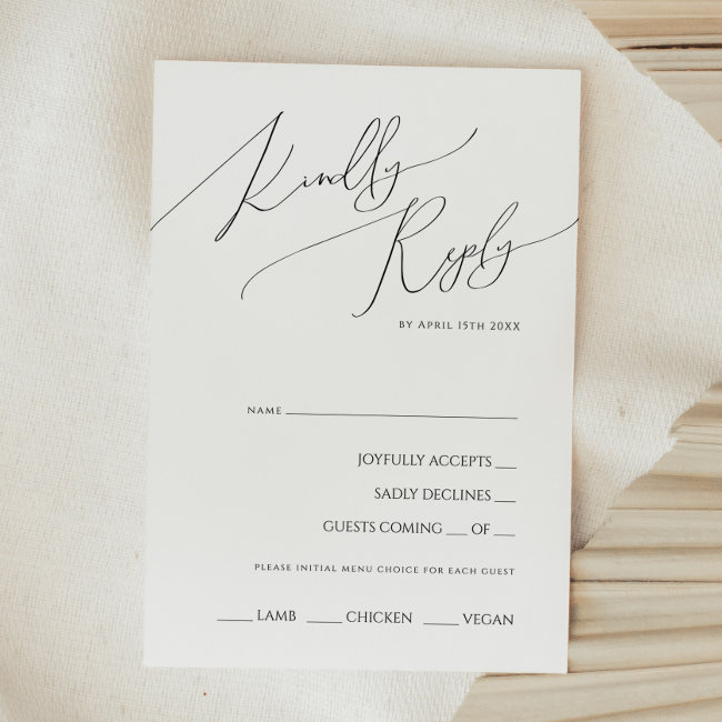 Whimsical Minimalist Script Menu Choice Rsvp Invitations