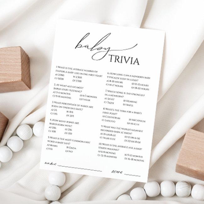Whimsical Neutral Baby Shower Trivia Invitations