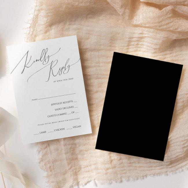 Whimsical Script | Black Menu Choice Rsvp Invitations