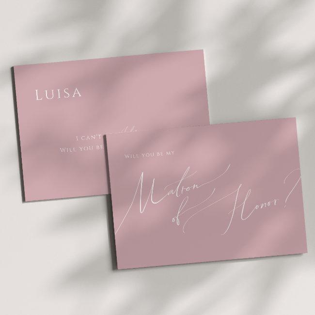 Whimsical Script | Dusty Rose Matron Of Honor Invitations