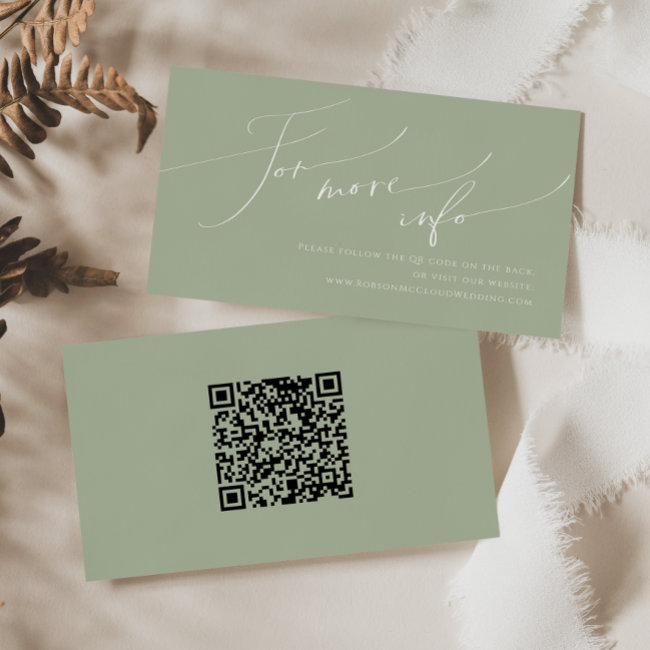 Whimsical Script | Sage Wedding Qr Code Website Enclosure Invitations