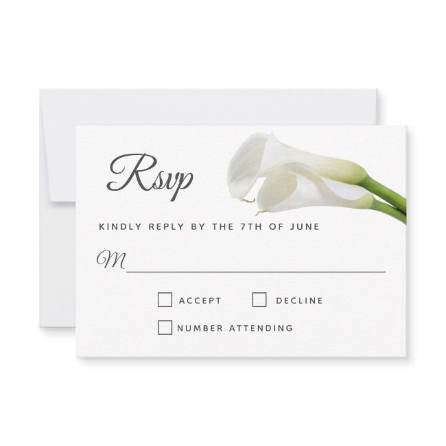 White Calla Lilies Floral Wedding Rsvp