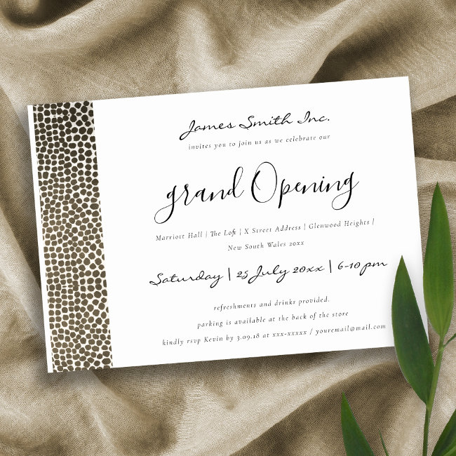 White Copper Mosaic Dots Grand Opening Ceremony Invitation