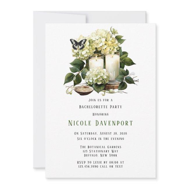 White Hydrangea Butterfly Bachelorette Party Invitation