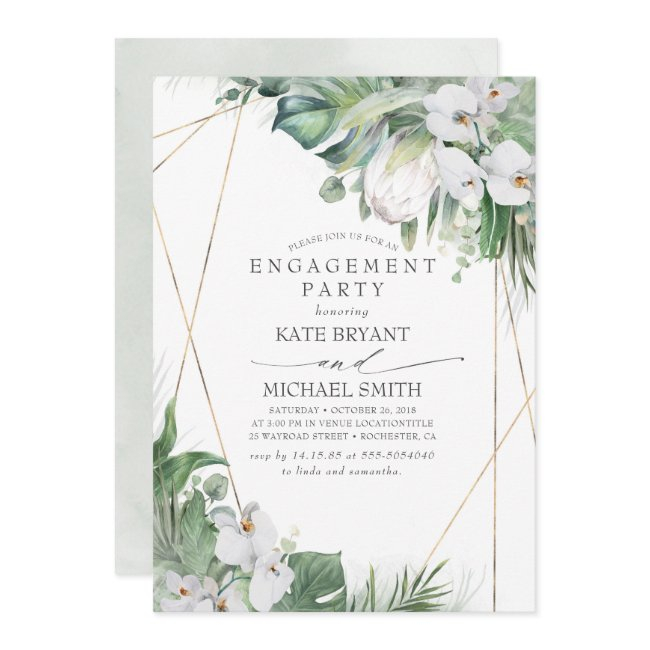 White King Protea Orchids Tropics Engagement Party Invitation
