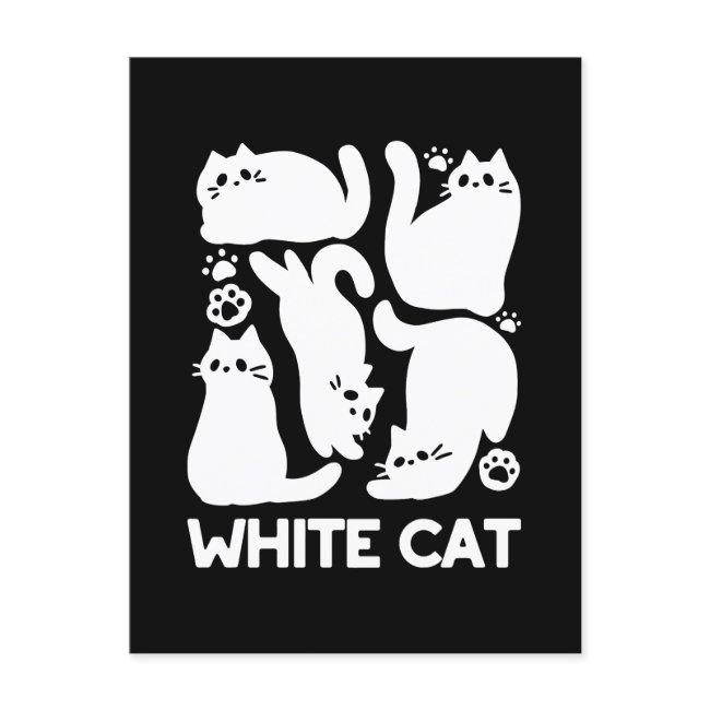 White Kitten Silhouettes - Cute Feline Design Postinvitations