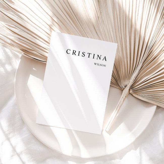White Modern Minimalist Table Guest Place Invitations